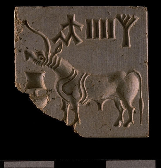 Unicorn seal (H2000-4500/10007-01) after conservation. Note the deeply chiseled engraving of the script similar to that found particularly on Period 3C rectangular seals.